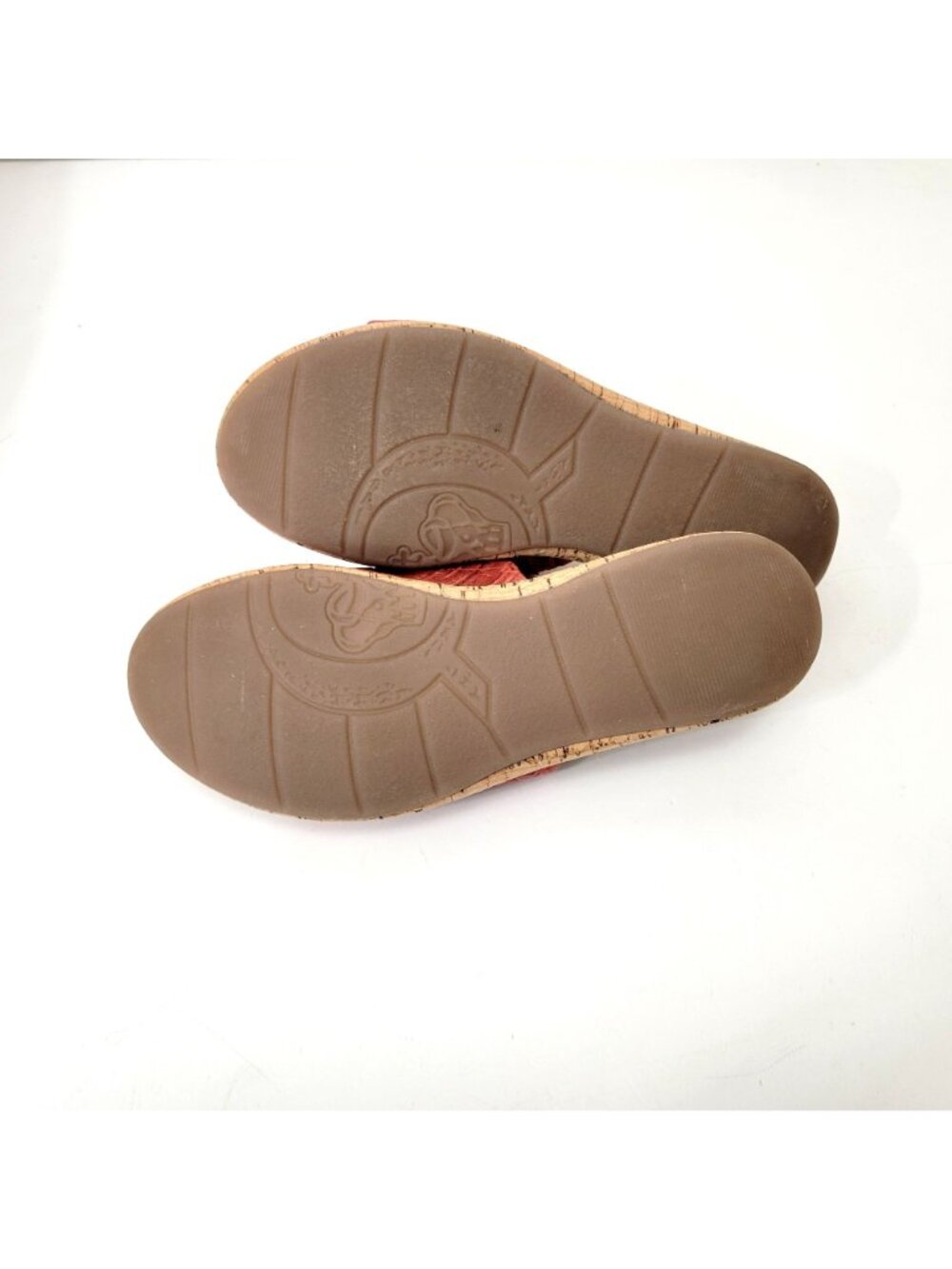 Born Women's Red Floral Embossed Cork Platform Slide Sandals Size 8 - Picture 8 of 11